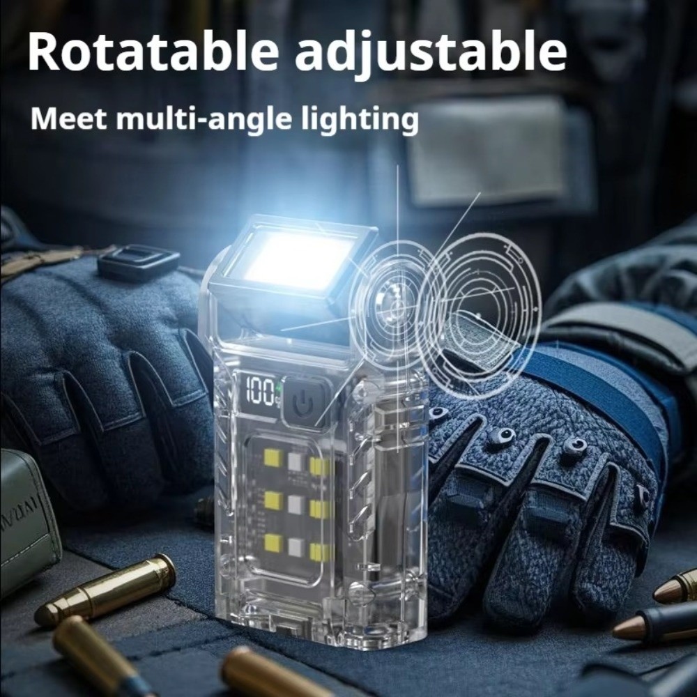 USB Rechargeable Mini LED Flashlight with Magnetic Base and COB Work Light