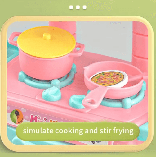 Mini Kitchen Counter Play Set – DIY Pretend Cooking Toy with Food & Tableware