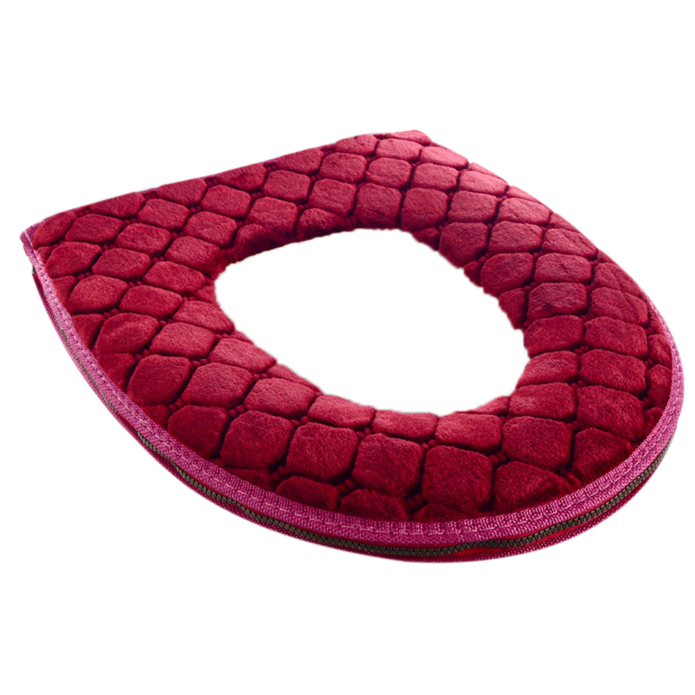 Soft Plush Winter Bathroom Toilet Seat Cover, Washable O-shaped Toilet Lid Cushion, Warm Household Supplies