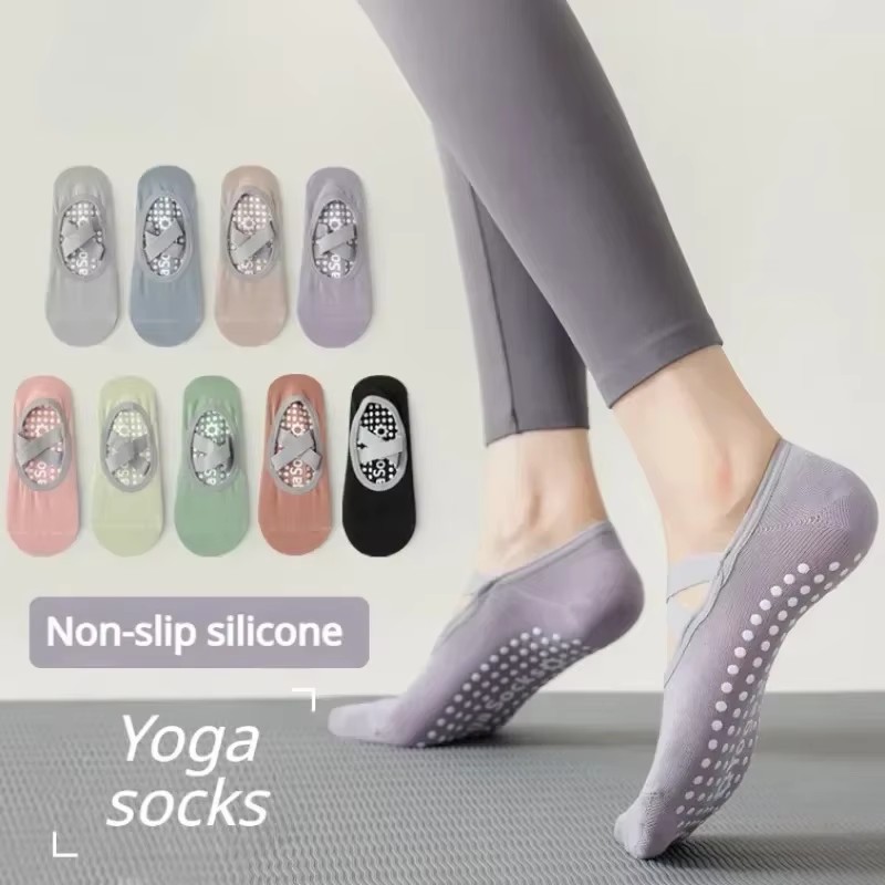 Non-Slip Pilates Yoga Socks for Women, Silicone Breathable Bandage Dance Socks for Running, Cycling, and Fitness