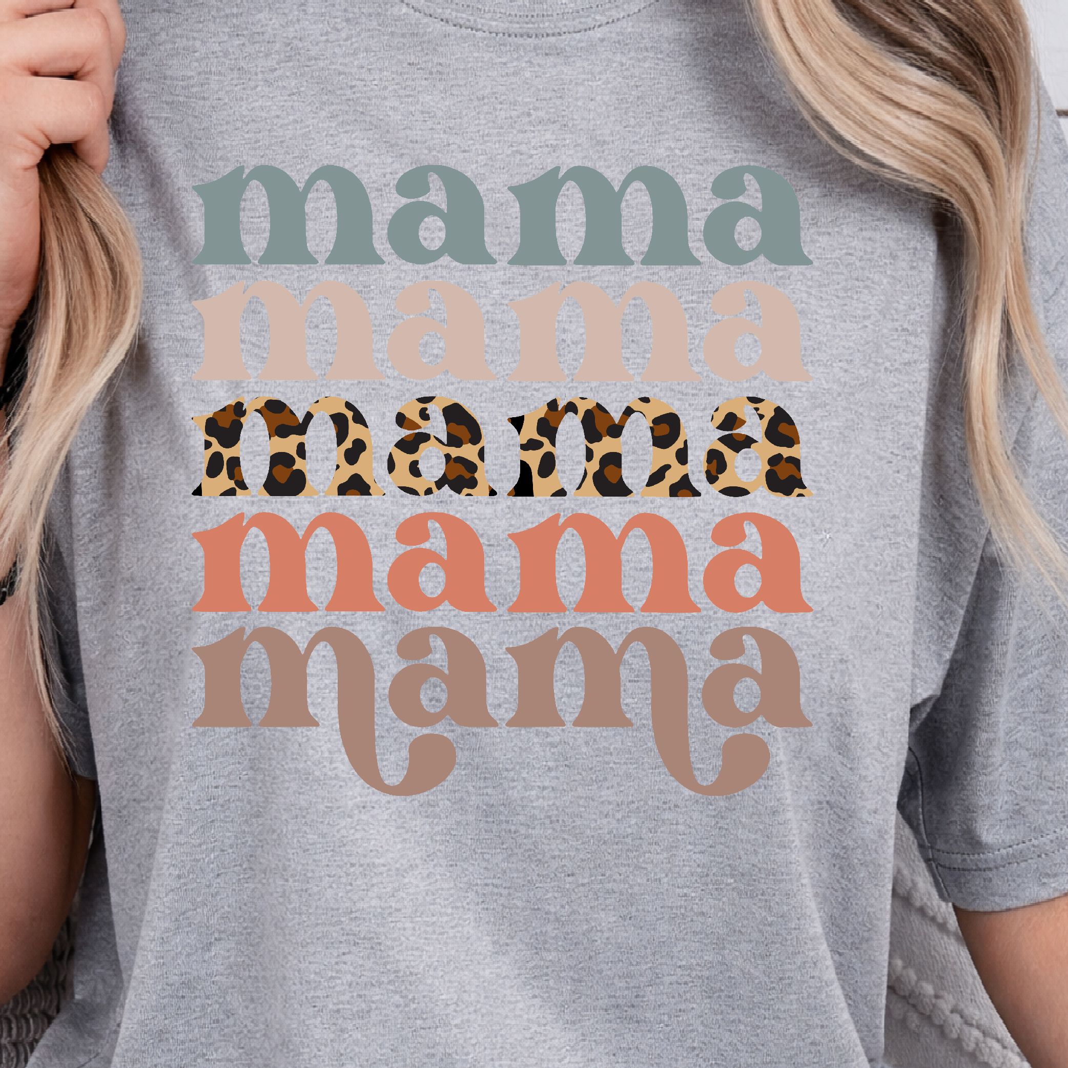 Retro Leopard Mama Shirt – Motherhood Graphic Tee, Cute Mama Top