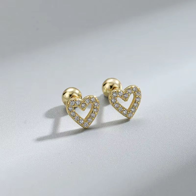 Hypoallergenic Heart Cartilage Earrings for Women – Screw Back Helix Stud Earrings for Sensitive Ears