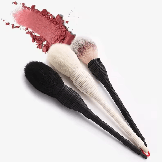 ArtisanBlend Goat Hair Makeup Brush Set Rattan Handle Professional Face and Powder Brushes