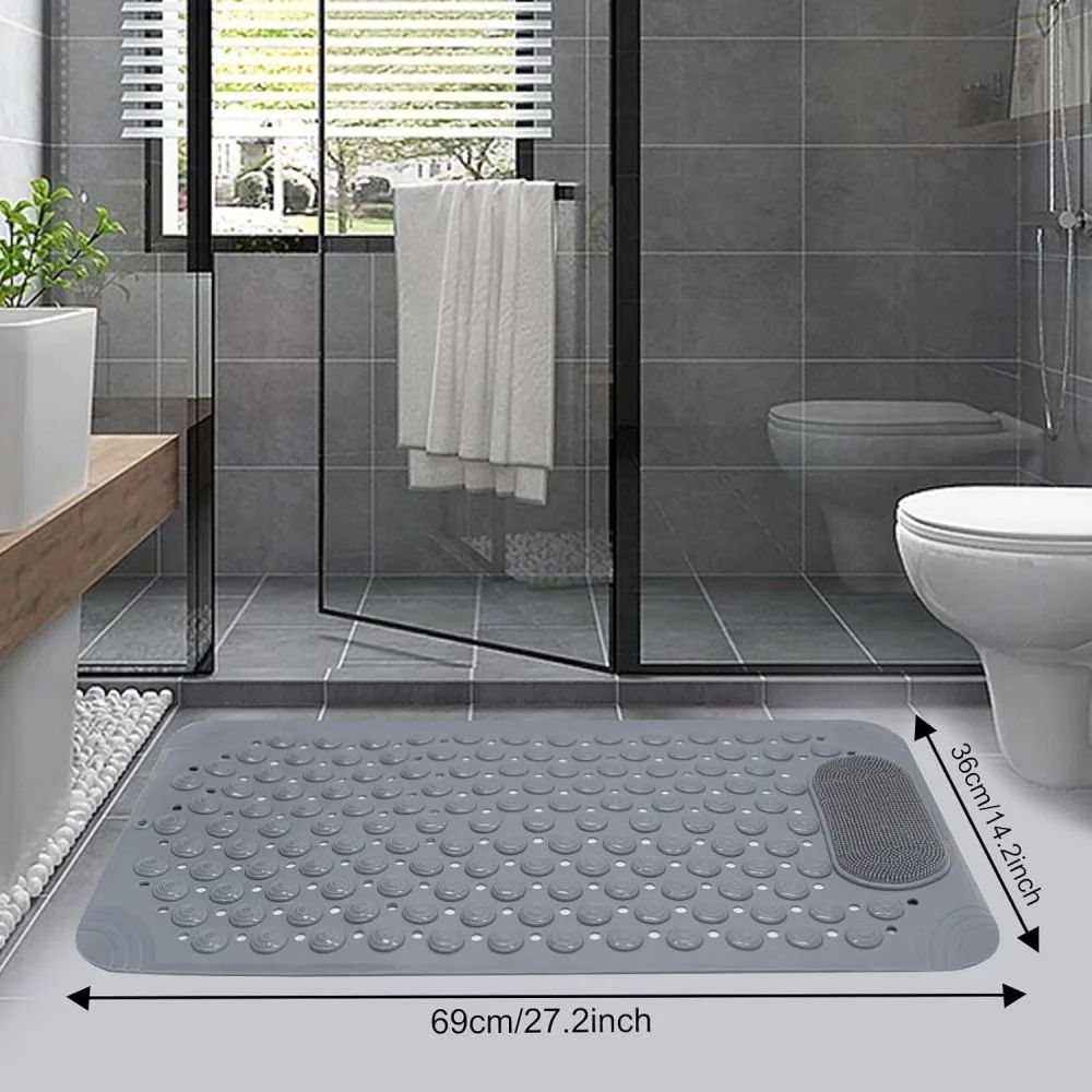 Hotel-Quality Non-Slip Shower Mat 380MM x 690MM with Strong Suction Cups - Luxury Anti-Slip Bathroom Safety Mat