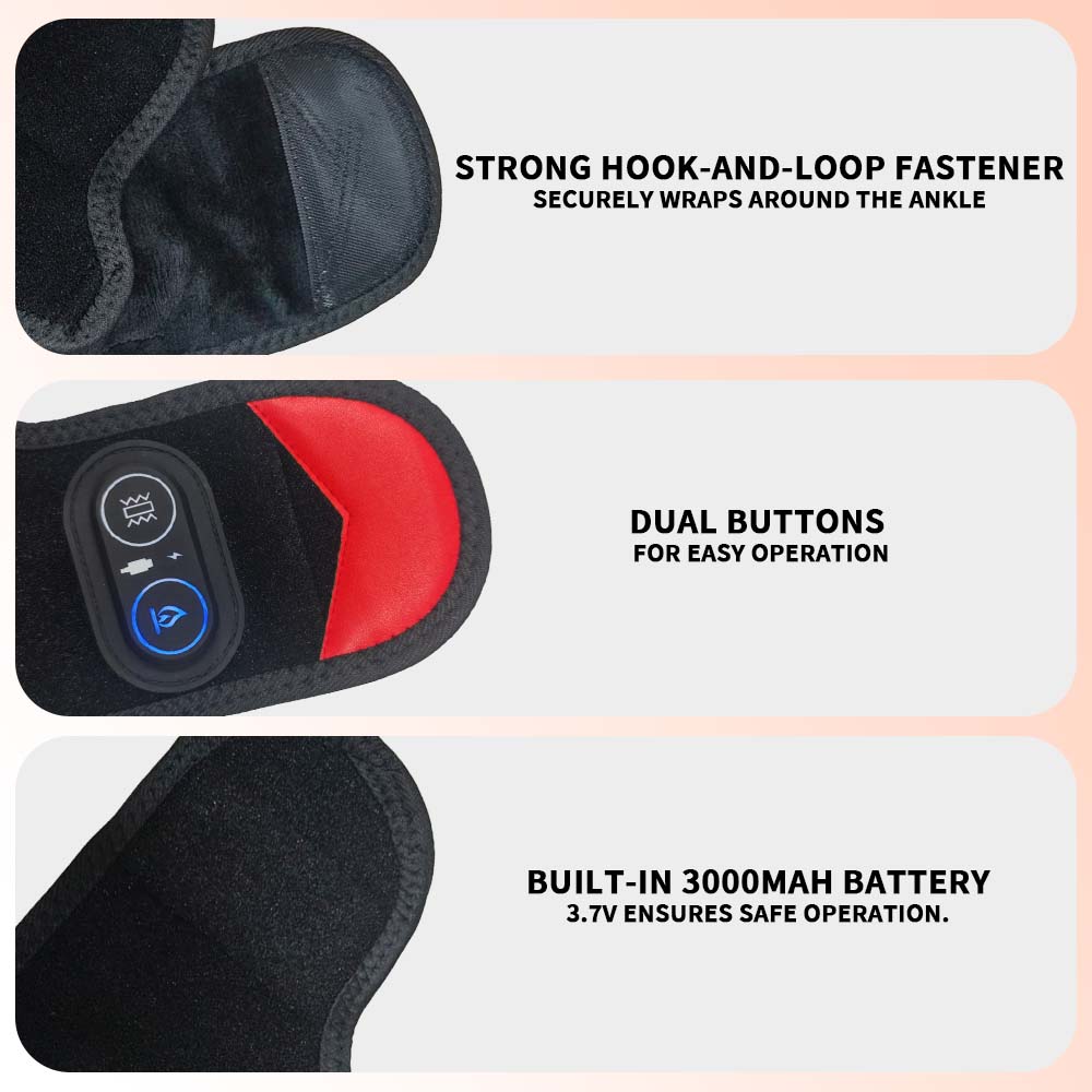 Vibration Ankle Massager, LED Beads, 3 Gears Hot Compress, Infrared Heating Foot Warmer Brace Wrap