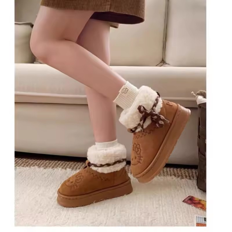 Kawaii Winter Non-Slip Snow Boots, Anime Sanrio Women, Cute Warm Cotton Short Boot Gift