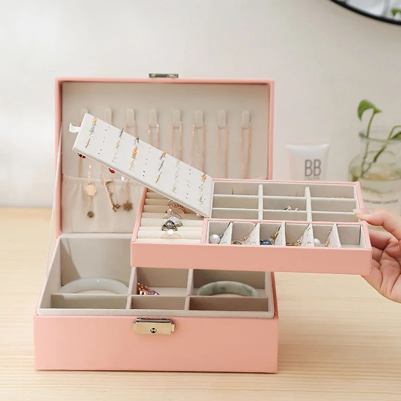 Double Layer Wooden Jewelry Box