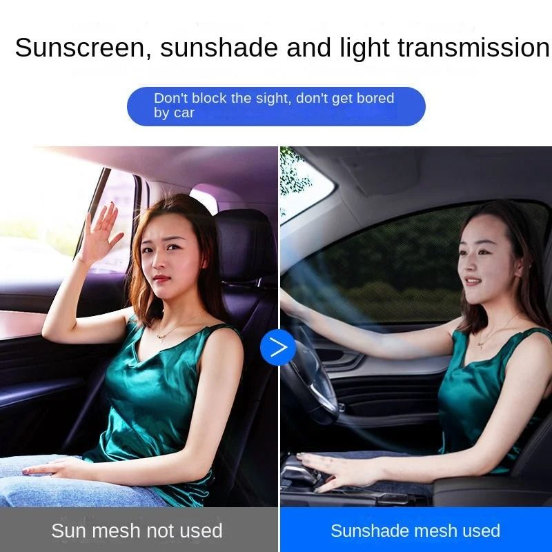 Car Rear Side Window Sunshade Set Mesh Protect UV and Privacy