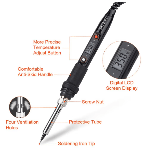 JCD 80W Digital Soldering Iron with LCD Display & Adjustable Temperature