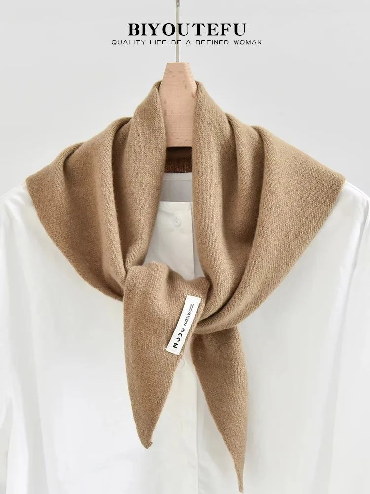 Australian Wool Knitted Triangle Scarf – Women's Warm Autumn Winter Neck Shawl