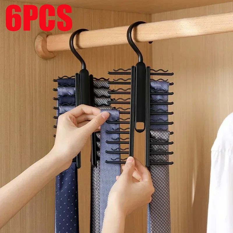 Rotating tie hanger 20-Row Closet Rack Necktie & Belt Organizer with Non-Slip Hooks