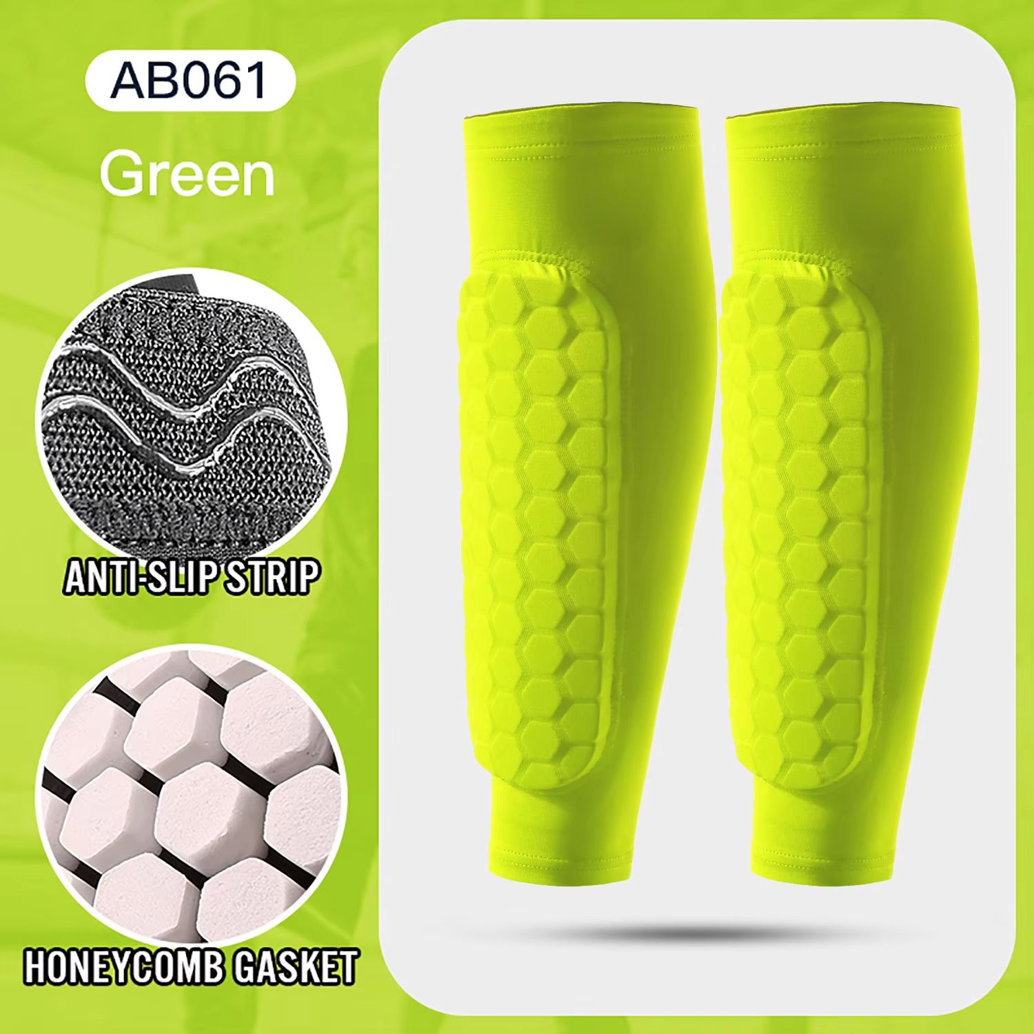 Honeycomb Shin Guards Leg Sleeves – Shockproof Soccer Protection with Anti-Slip Grip