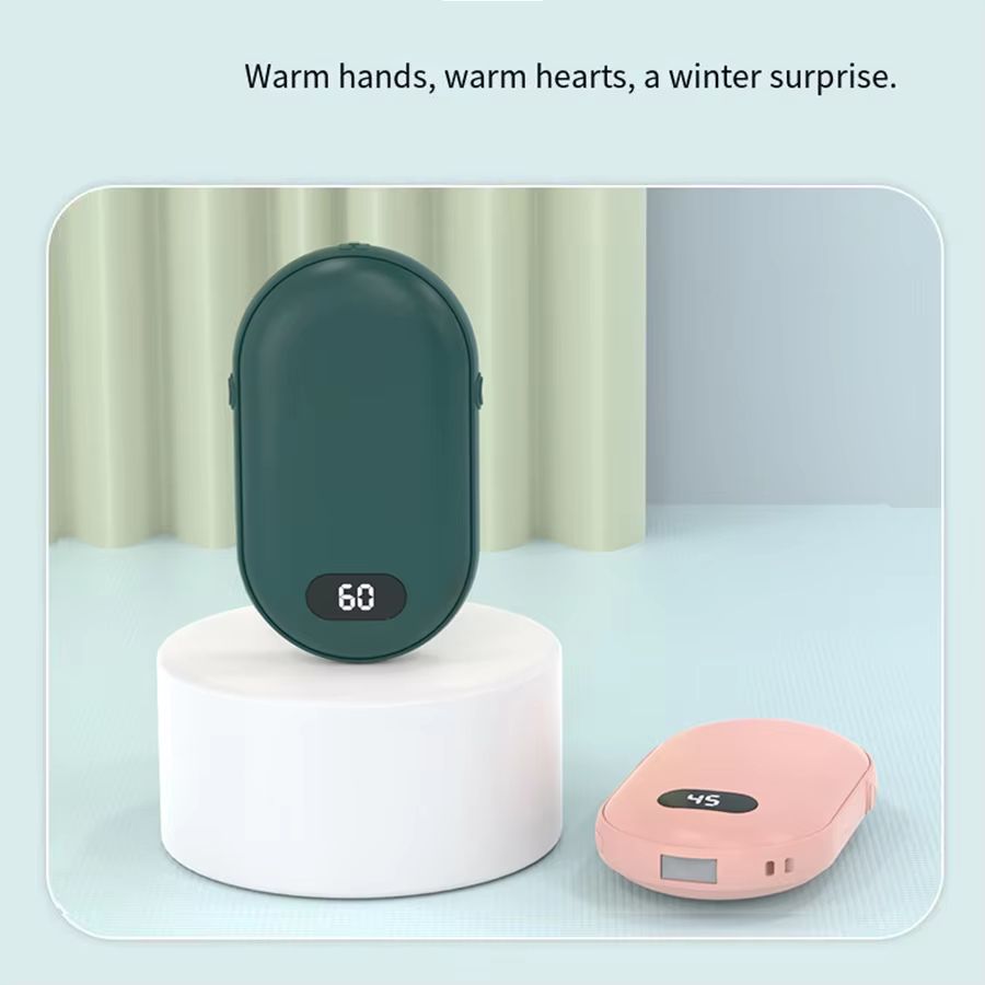 Rechargeable Pocket Hand Warmer with Double Sided Heating and 2 Temperature Settings