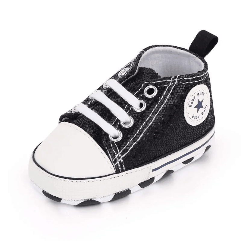 Baby Sequined Canvas Sneakers Soft Sole Non Slip Toddler Walking Shoes