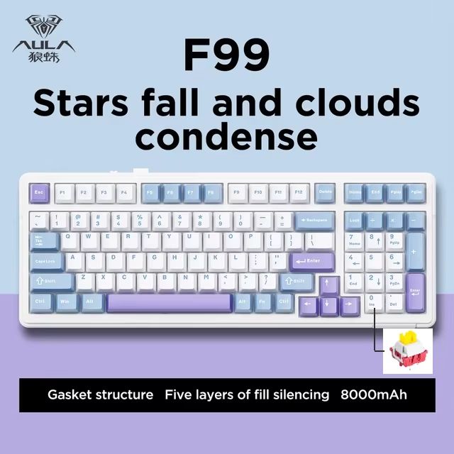 AULA F99 Wireless Mechanical Gaming Keyboard – 99-Key RGB Hot-Swappable with Bluetooth & Wired Modes