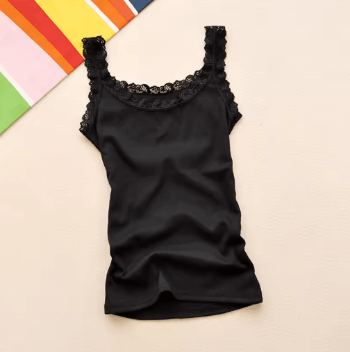 Womens Black Lace Tank Top Sleeveless Layered Summer Camisole
