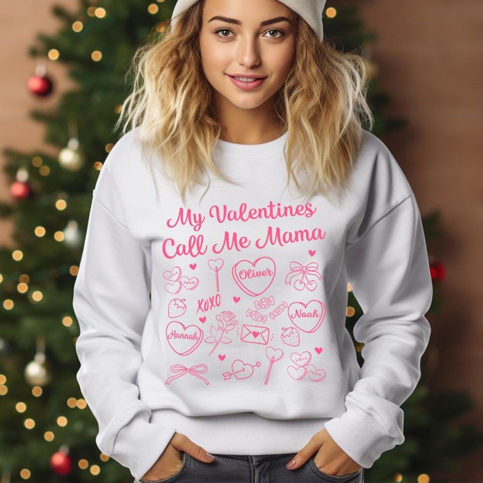 Valentines Mom Sweatshirt | My Valentines Call Me Mama Tee Cozy Mother Love Pullover