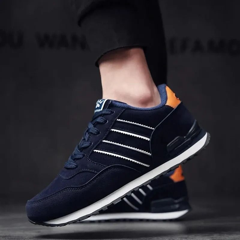 Men Casual Leather Sneakers Lightweight Breathable Lace Up Flats