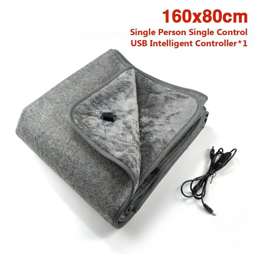 USB Electric Heating Blanket Plush Adjustable Heating Pad with Temperature Control and Timer