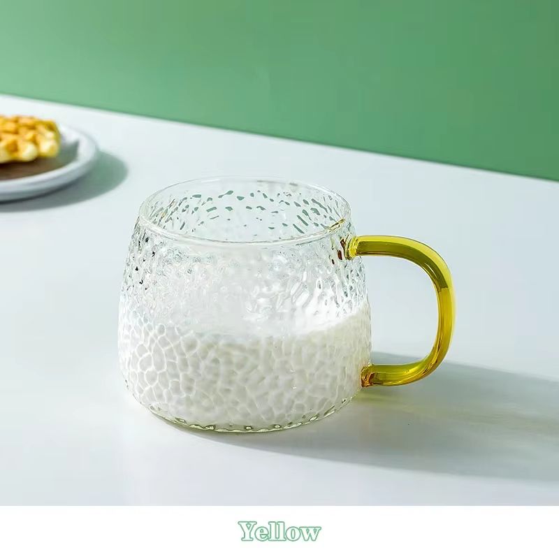 13.53 fl oz Hammer Pattern Heat Resistant Glass Coffee Mug with Handle