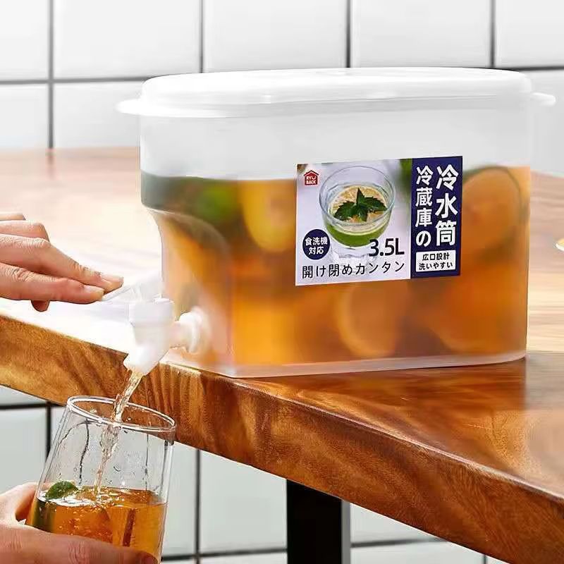 3.5L Water Kettle With Faucet Beverage Dispenser Cold Juice Lemonade Drinks Bucket Liquid Storage Tank Outdoor Fridge Or