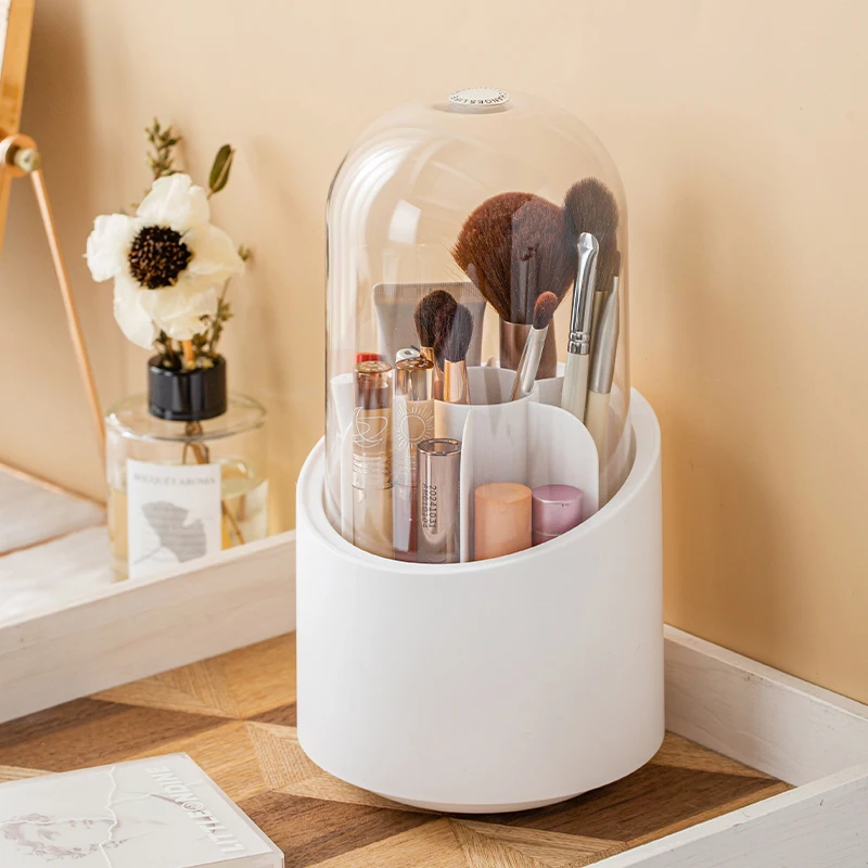 Portable Rotating Makeup Brush Storage Box, Lipstick Shadow Cosmetic Holder Organizer