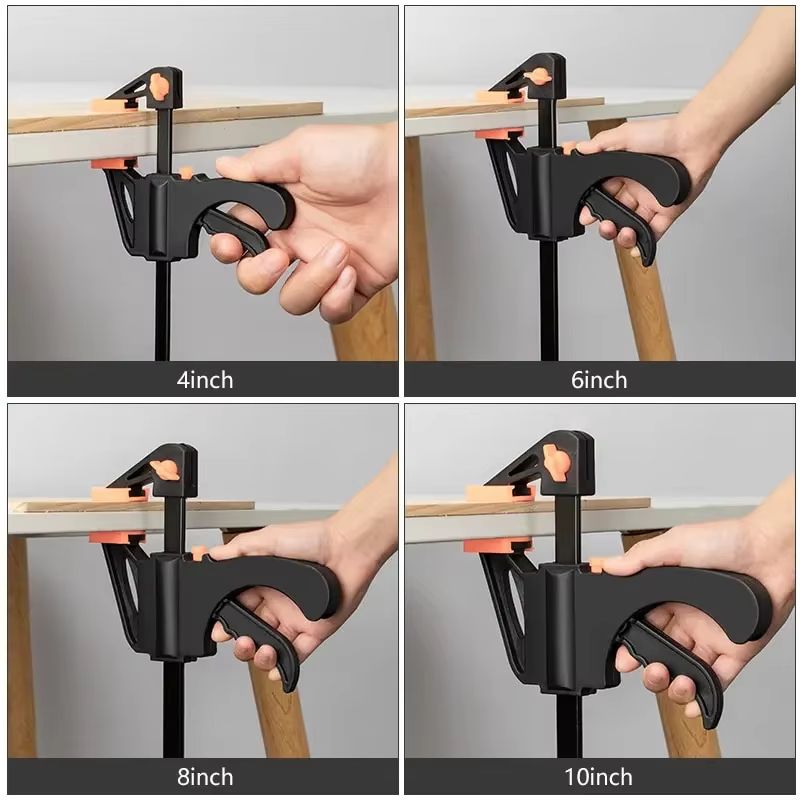 Woodworking Quick Bar Clamp Set – Heavy-Duty 4-Inch Ratchet Release Clips for DIY Carpentry & Hand Tools