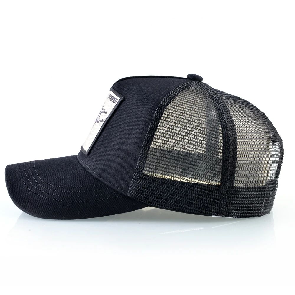 Embroidered Bull Patch Mesh Trucker Cap – Hip Hop Snapback Baseball Hat