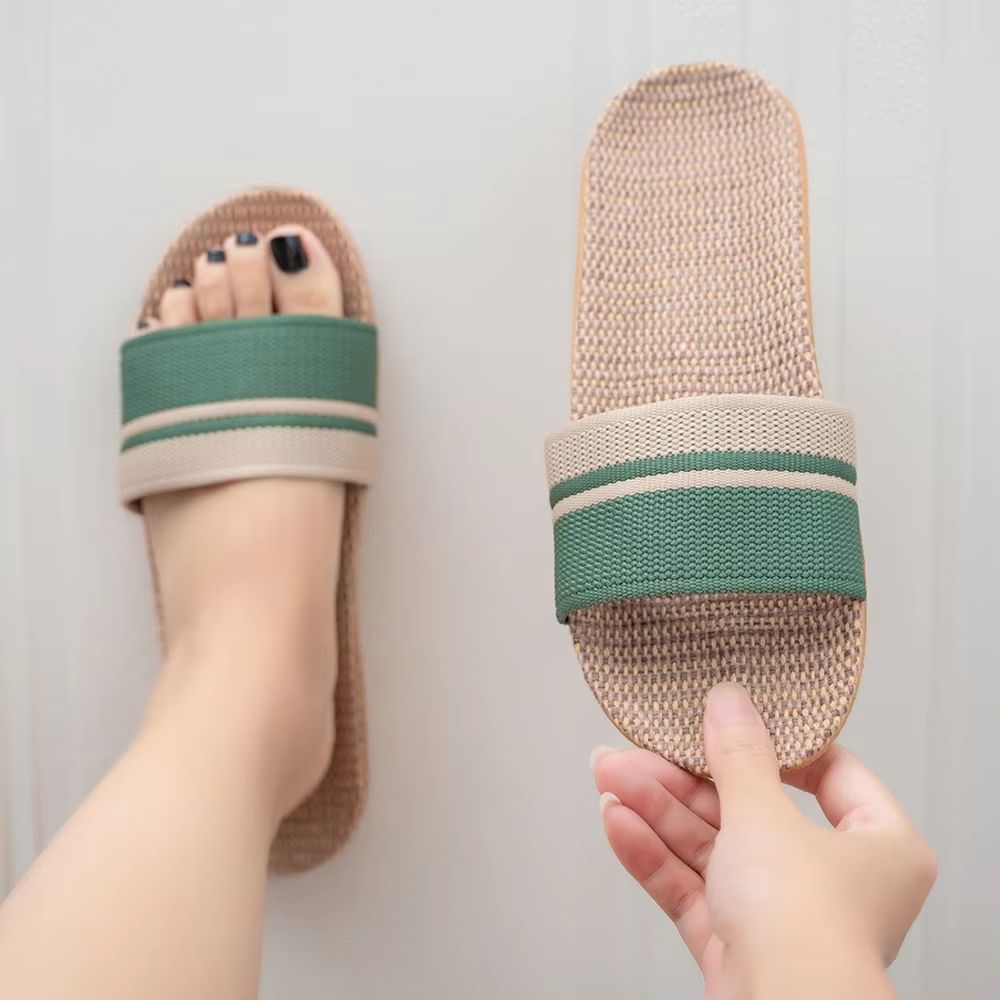 Women's Indoor Linen Slippers – Lightweight Anti-Slip Summer House Shoes