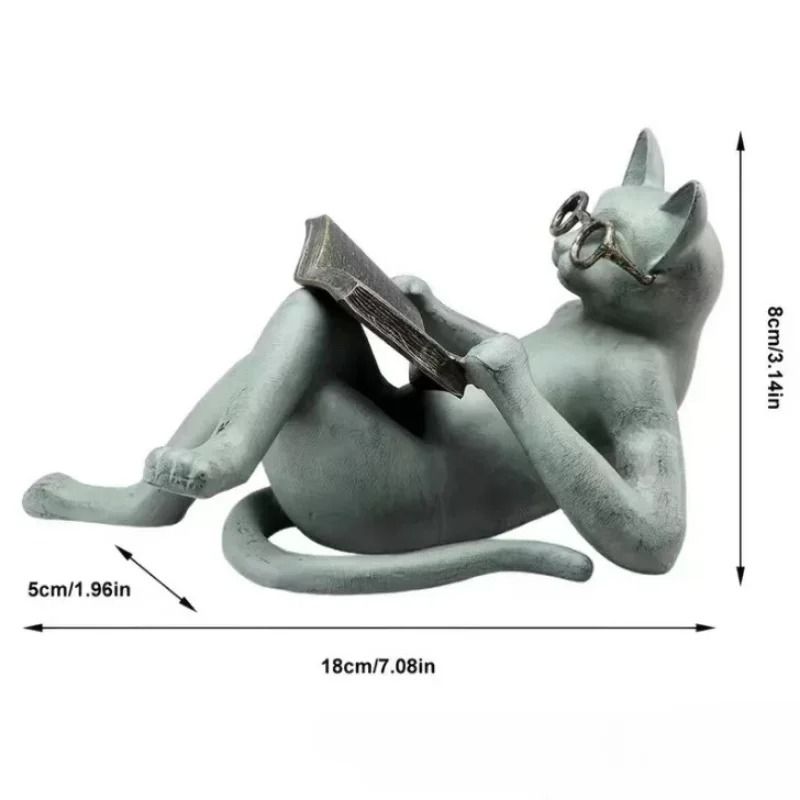Scholarly Literature Cat Figurine