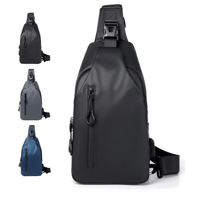 Minimalist Mens Chest Bag Solid Color One Shoulder Crossbody for Outdoor Fashion