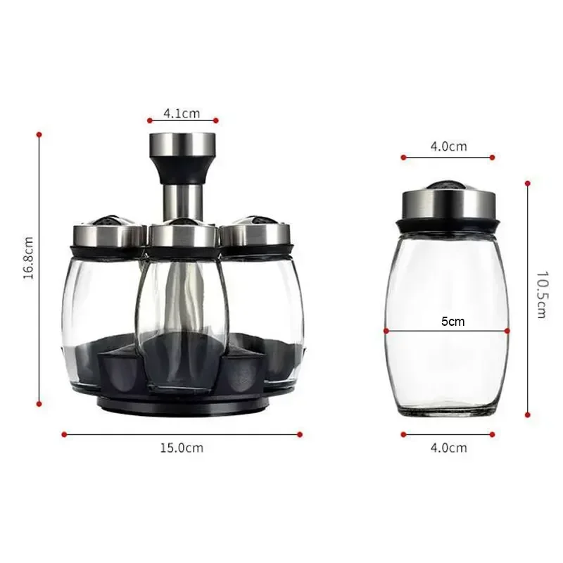 Single Bottle Glass Jar and Spice Jar Set Rack, Glass Seasoning, Sugar Pepper Bottles, Salt Shakers Holder, Kitchen