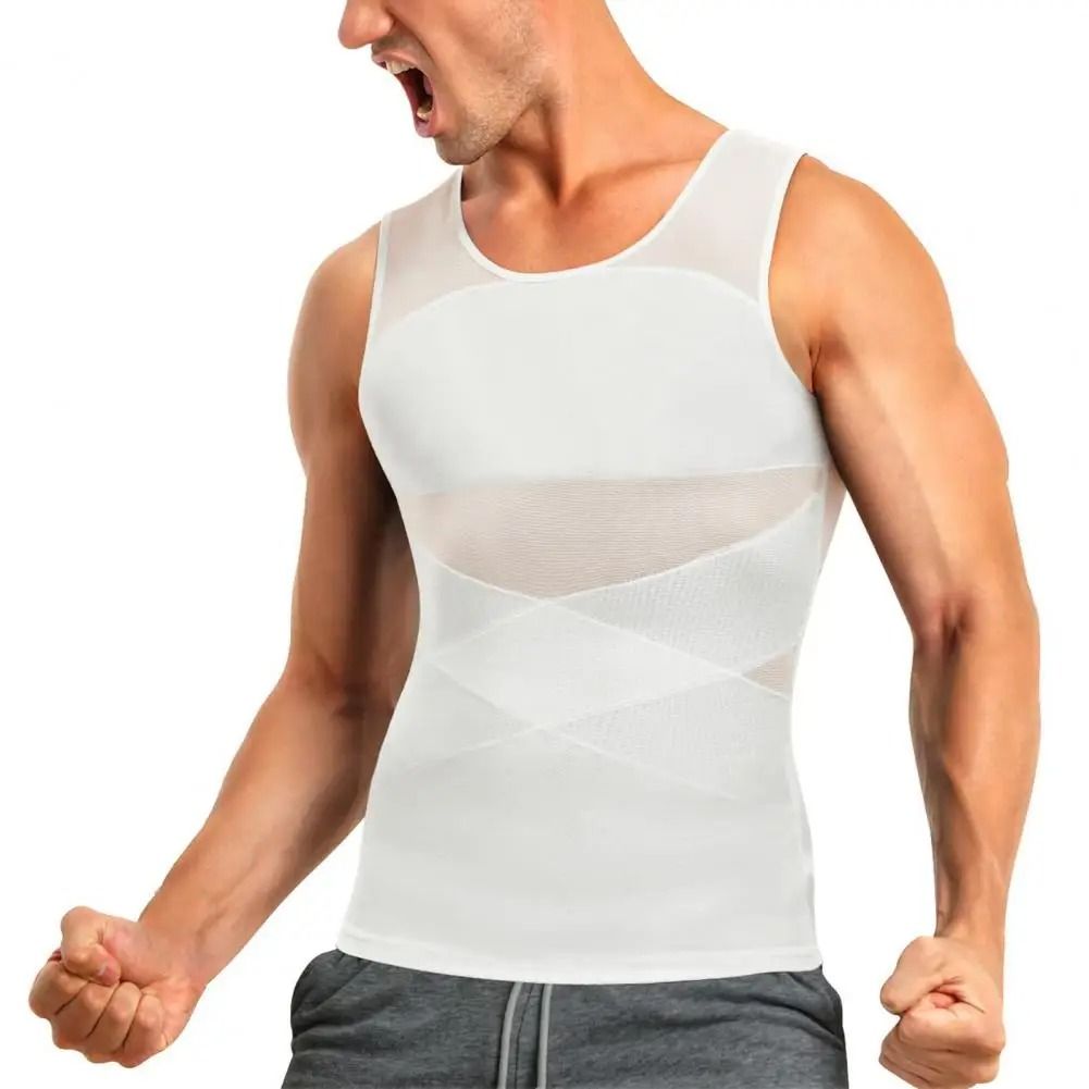 Mens Compression Tank Top Slimming Undershirt Body Shaper
