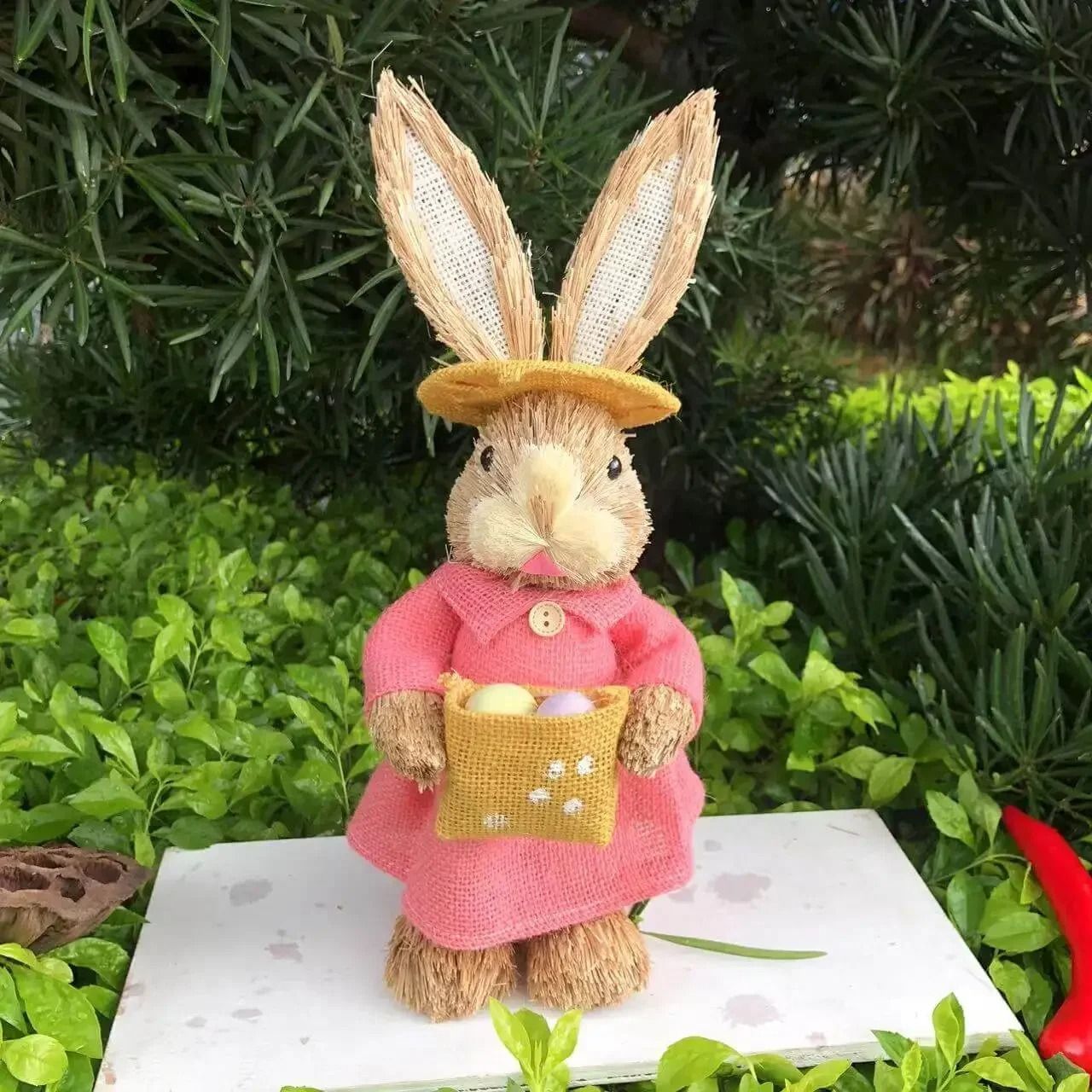 3D Handcrafted Cattail Easter Bunny | Eco-Friendly Woven Holiday Figurine