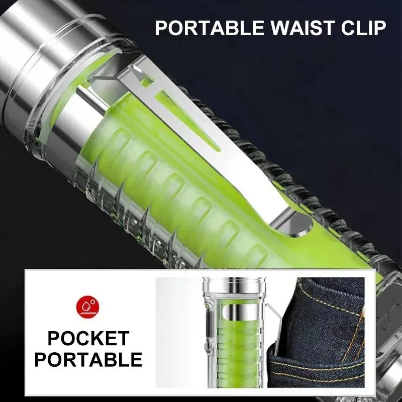 Multifunction USB C Rechargeable LED Mini Keychain Flashlight, Portable Torch with Tail Magnet & UV Light for Camping