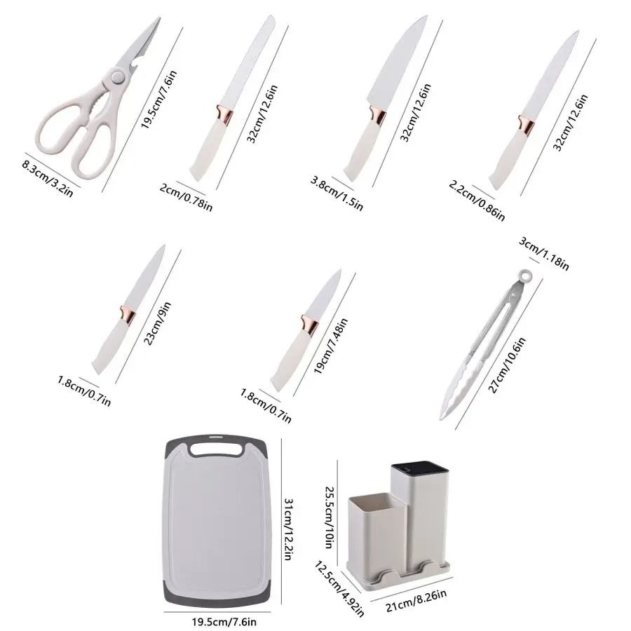 19 Piece Silicone Kitchenware Set with Knives Cutting Board and Utensils