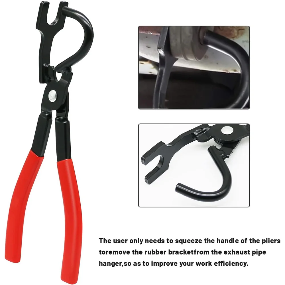Exhaust Pipe Gasket Removal Plier, Car Exhaust Hanger Puller Tool, Rubber Pad Pliers, Anti Slip Handle Automotive Tool
