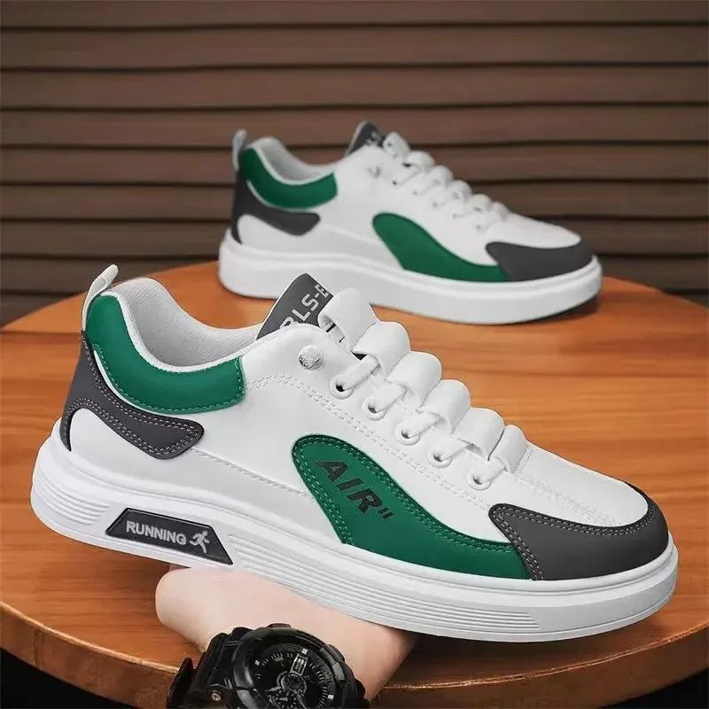 Men Leather Low Top Casual Sneakers Trendy Running Style