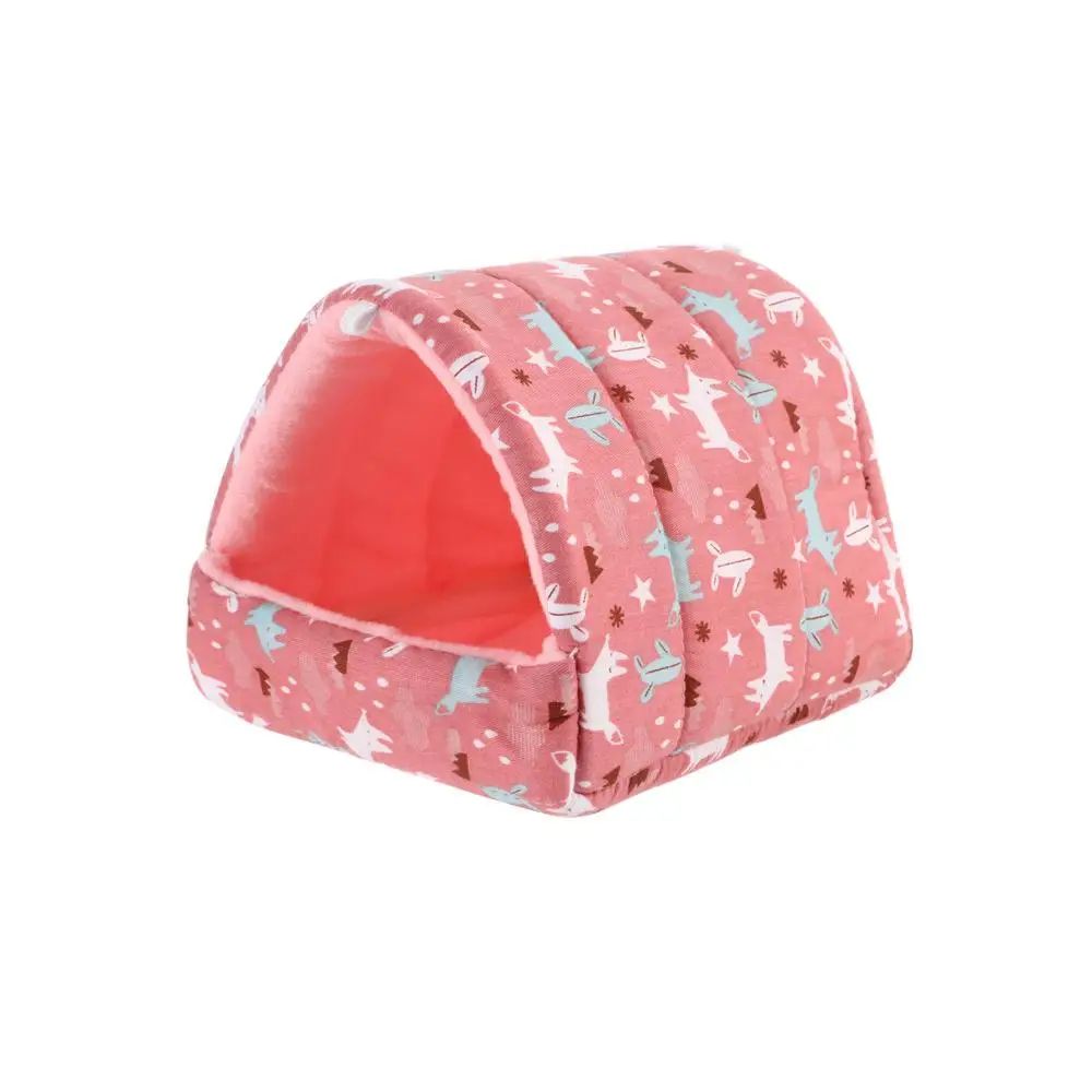 Warm Plush Small Animal Sleeping Bed | Cozy Winter Guinea Pig Nest & Hamster House | Rabbit Squirrel Snuggle Mat