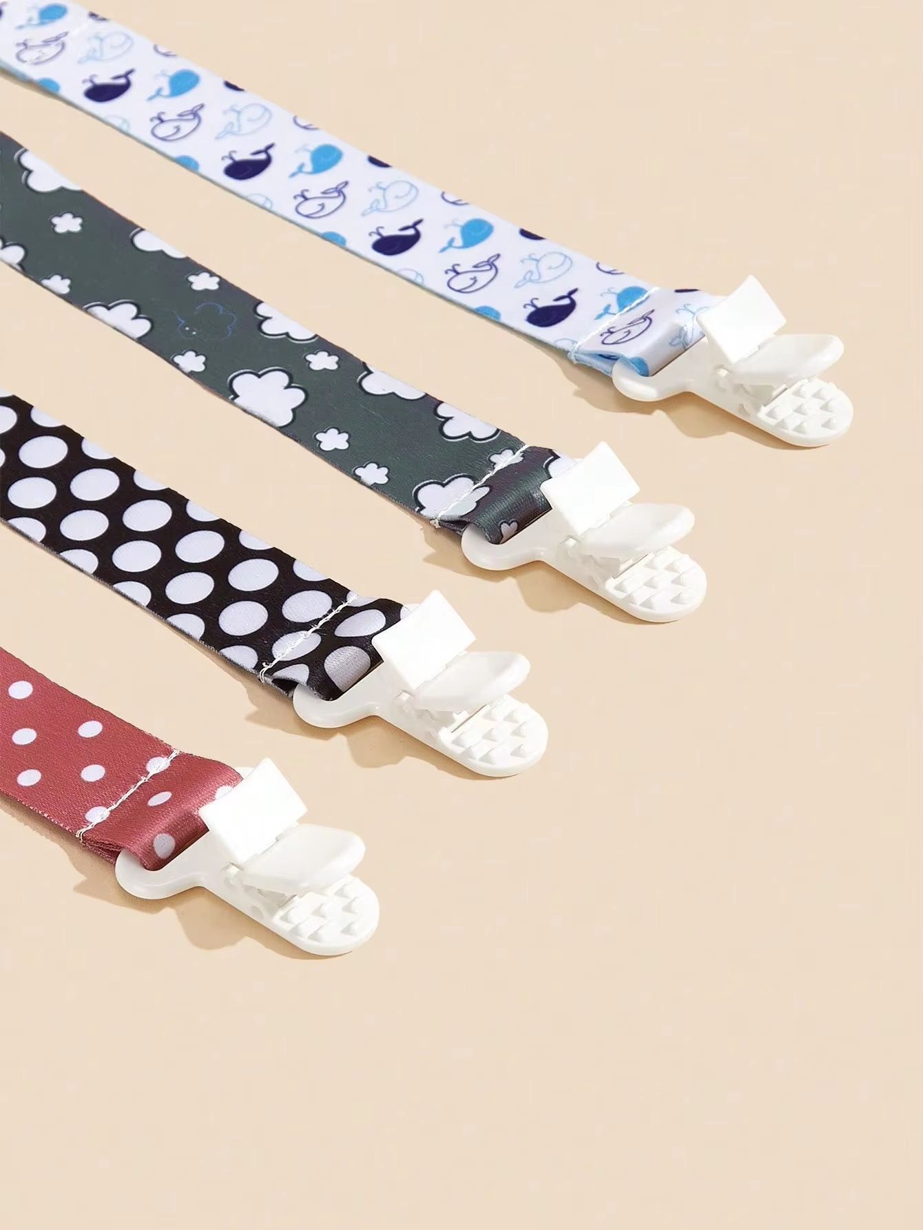 4-Piece Baby Pacifier Holder Clips with Universal Soother Chains