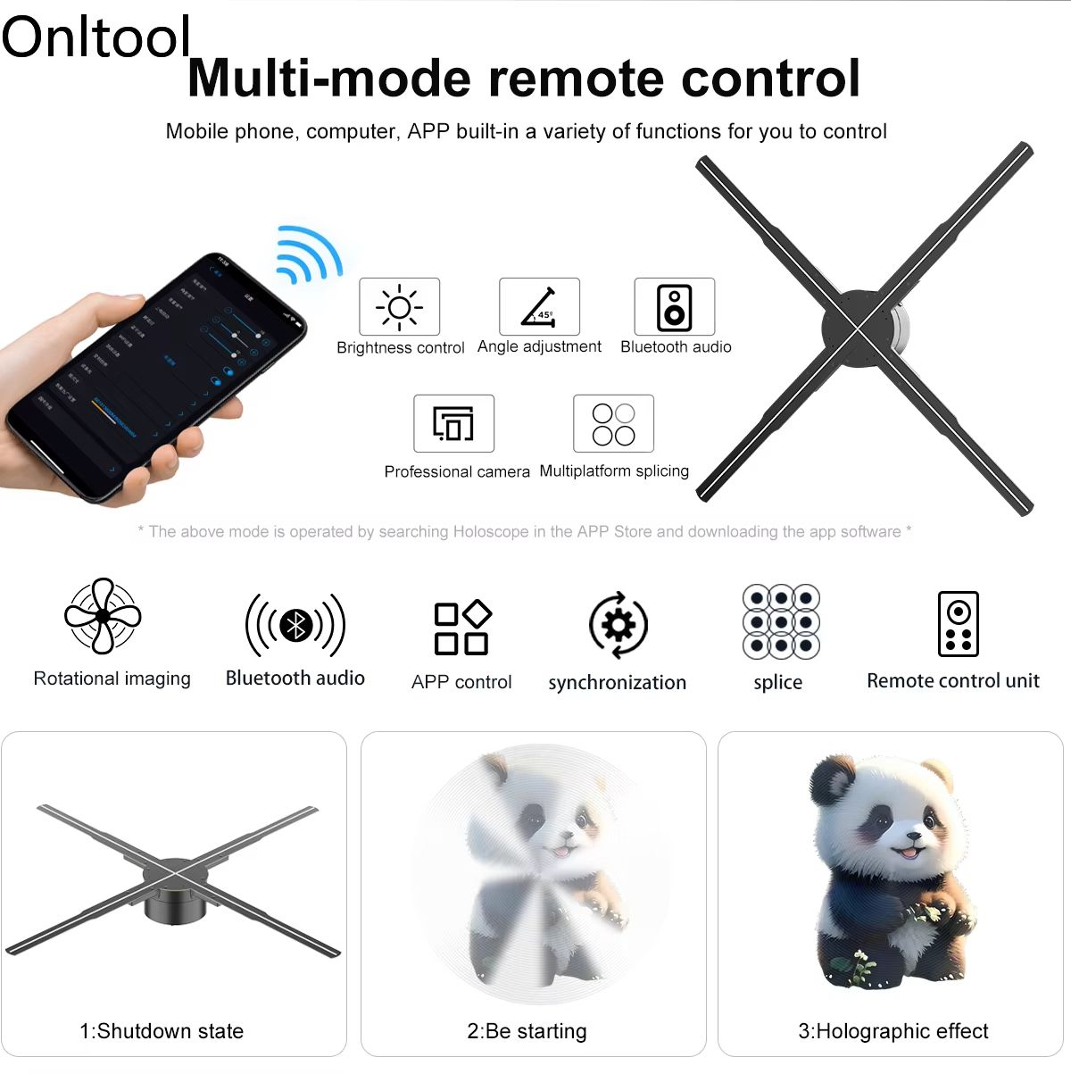 3D Hologram Projector Fan WiFi Logo Display Lamp