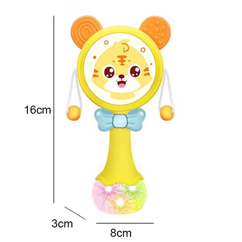 2025 Flashing Musical Rabbit Hand Bell – Early Educational Teether Rattle Toy (0-12M)