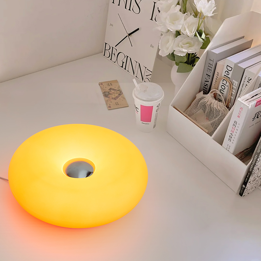 USB Plug Bauhaus Table Lamp, Bedroom Bedside Light, Living Room, Dining Room Donut Ambient Lighting