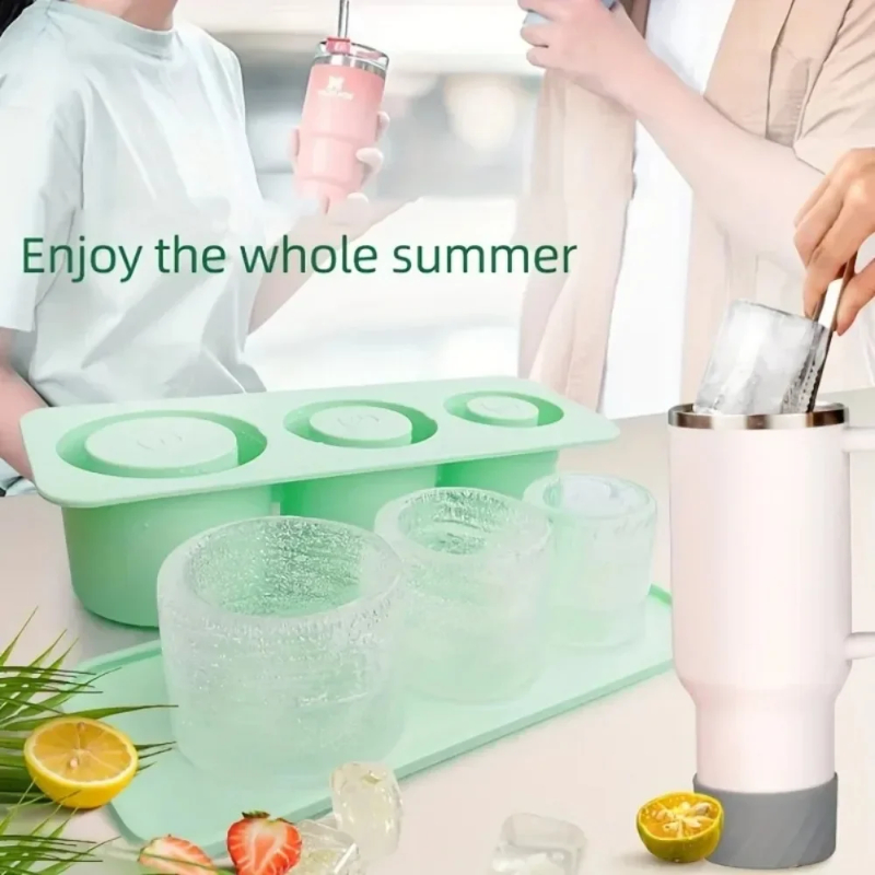 Silicone Ice Cube Mold Reusable Cylindrical Tray for Quick Freezing and Easy Demolding