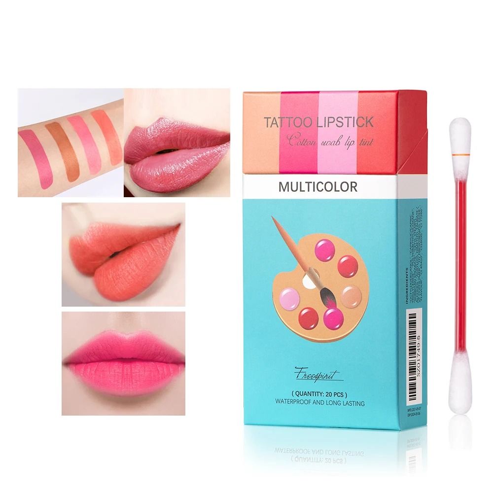 20 pcs Long Lasting Waterproof Lip Stain Cotton Swab Set