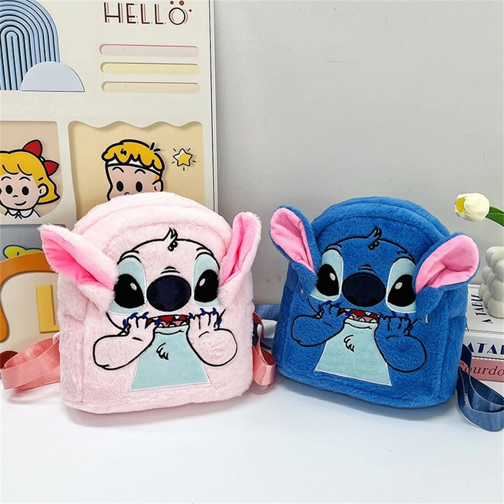 New Plush Blue Stitch Funny Cartoon Backpack Large Capacity Kindergarten Student Bag