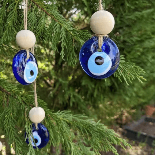 Turkish Evil Eye Wall Hanging – Blue Glass Protection Charm Home Decor