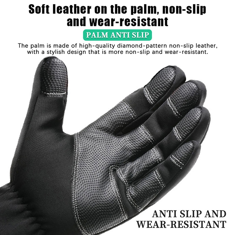 Winter Gloves for Men, Thermal Fleece Lined, Non-slip, Touch Screen Motorbike Riding & Mountaineering