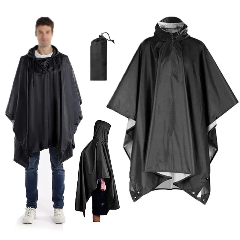 3 in 1 Waterproof Military Rain Poncho for Camping Hiking and Travel