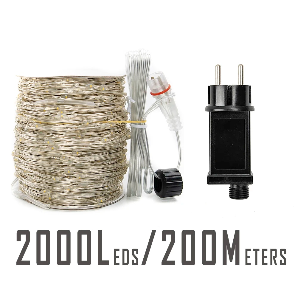 120M 1200LEDs Silver Wire Fairy String Lights Waterproof Plug In for Outdoor Christmas Holiday Wedding Garden Decoration